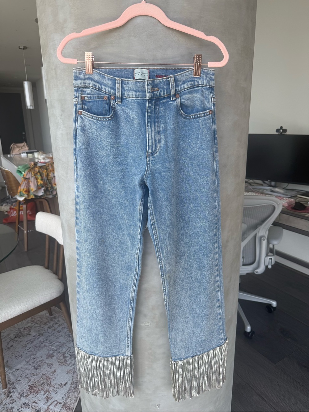 Alice + Olivia Embellished Rhinestone Boyfriend Jeans - Picture 4 of 5